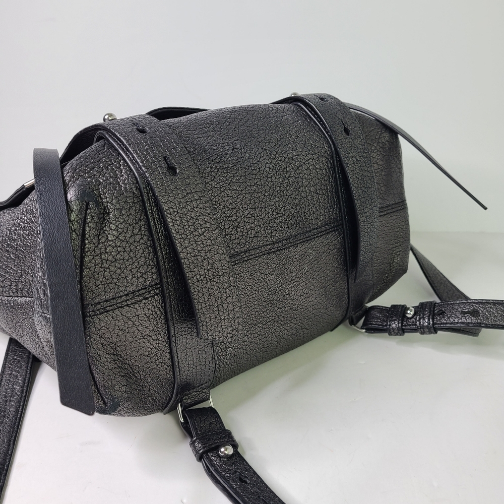 All Saints Vincent Pewter Dark Silver Metallic Top Handle Backpack - Picture 6 of 16